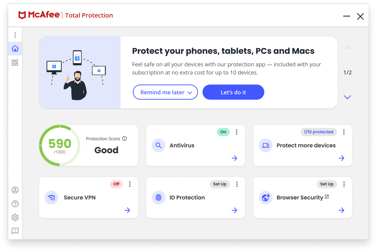 McAfee landing page