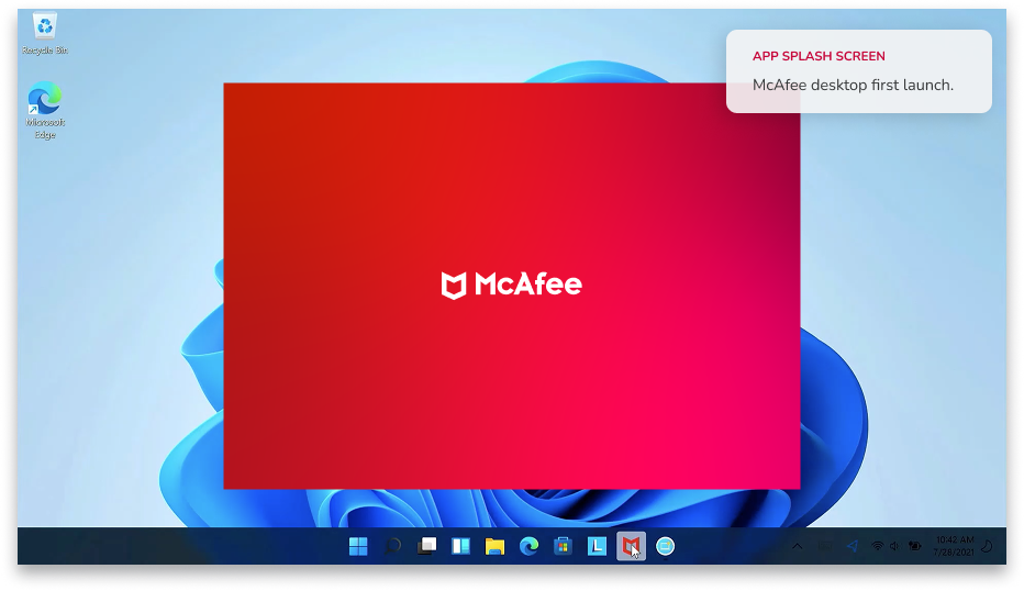 Application splash screen