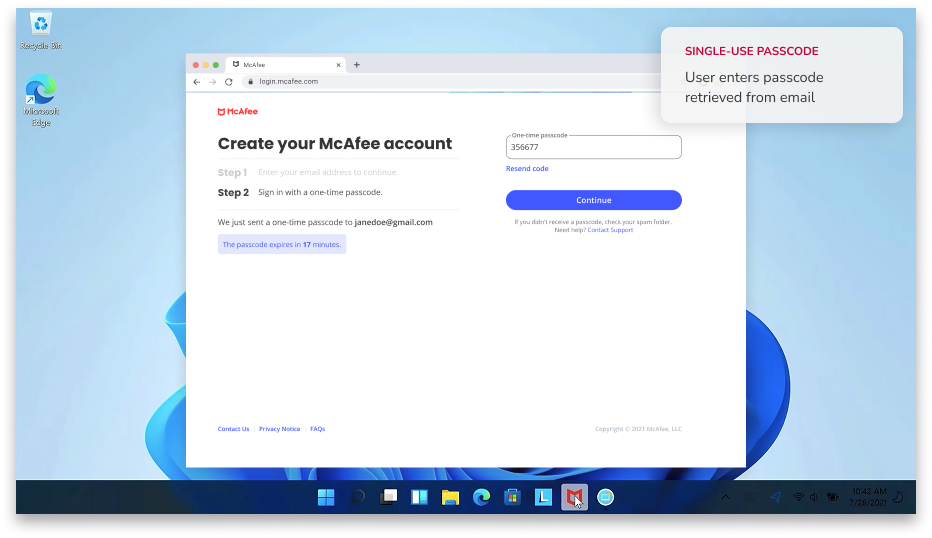 Enter single-use password