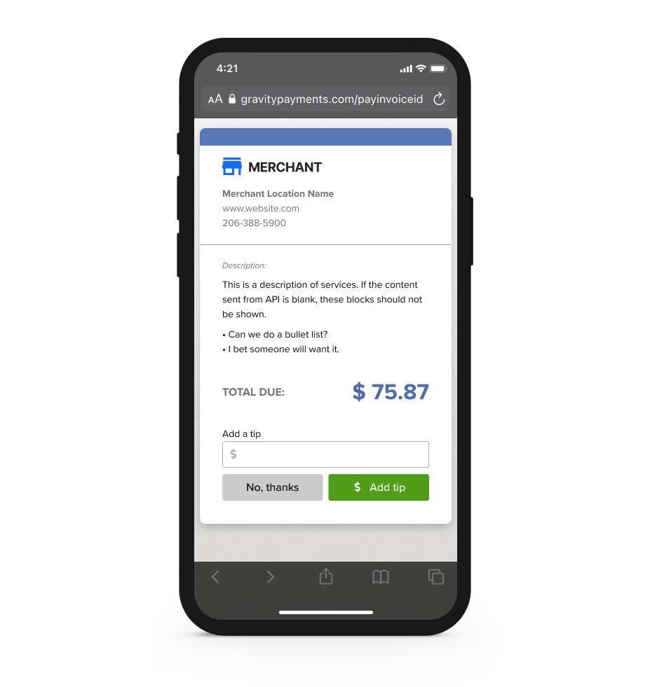 Text-to-pay summary